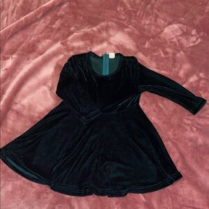 SHEIN Dark Green Velvet Girls Dress